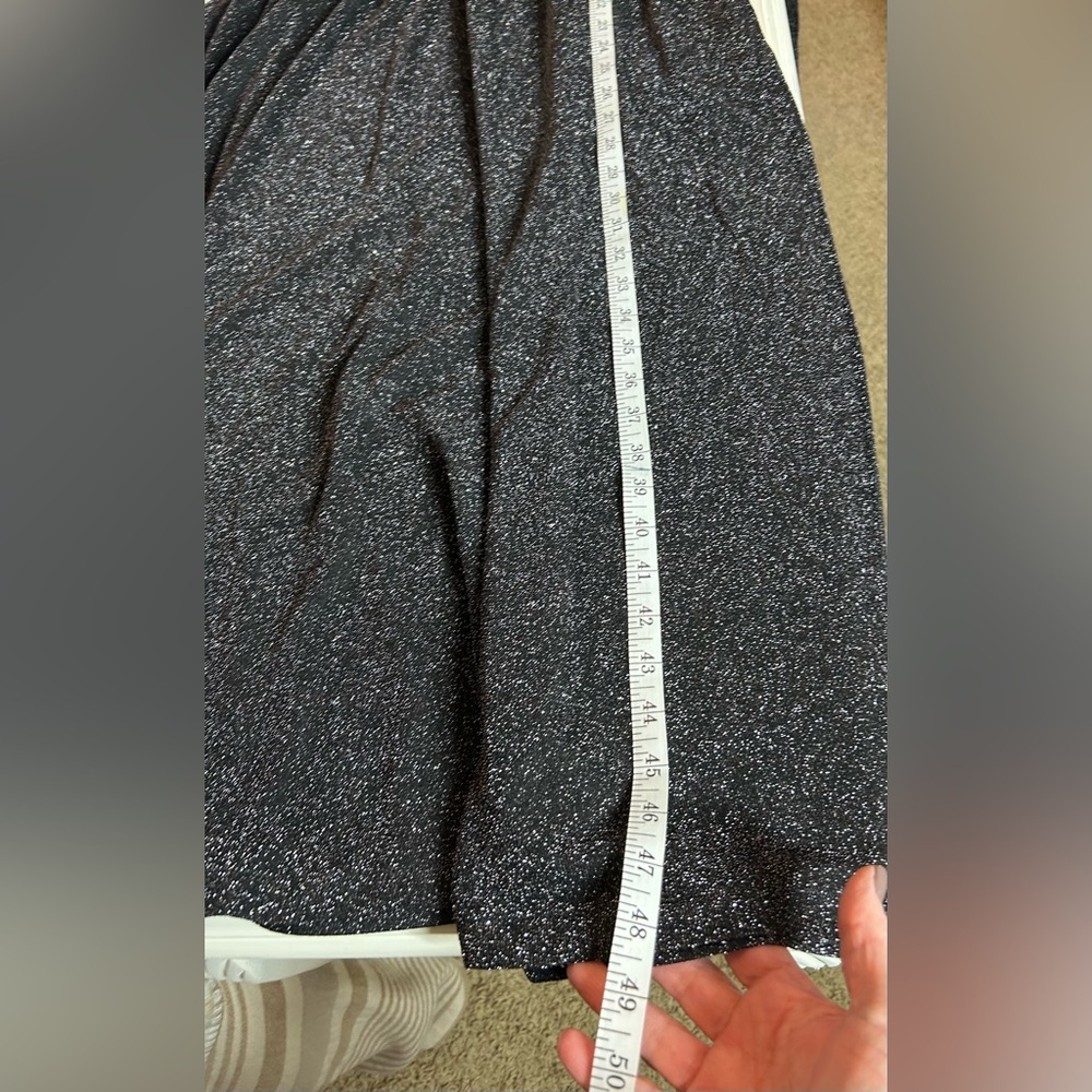 BODEN NWT Black Silver Sparkle Long Sleeve V-Neck Ruched Midi Party Dress Sz 12 - Picture 13 of 16